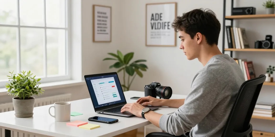 WPS Download showcasing a sleek workspace with WPS Office application on a laptop, modern office elements reflecting productivity.