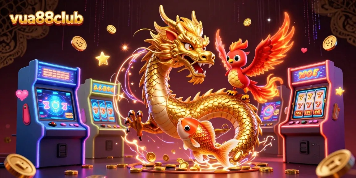 Experience thrilling wins at vua88club with vibrant 3D dragons and gaming treasures.