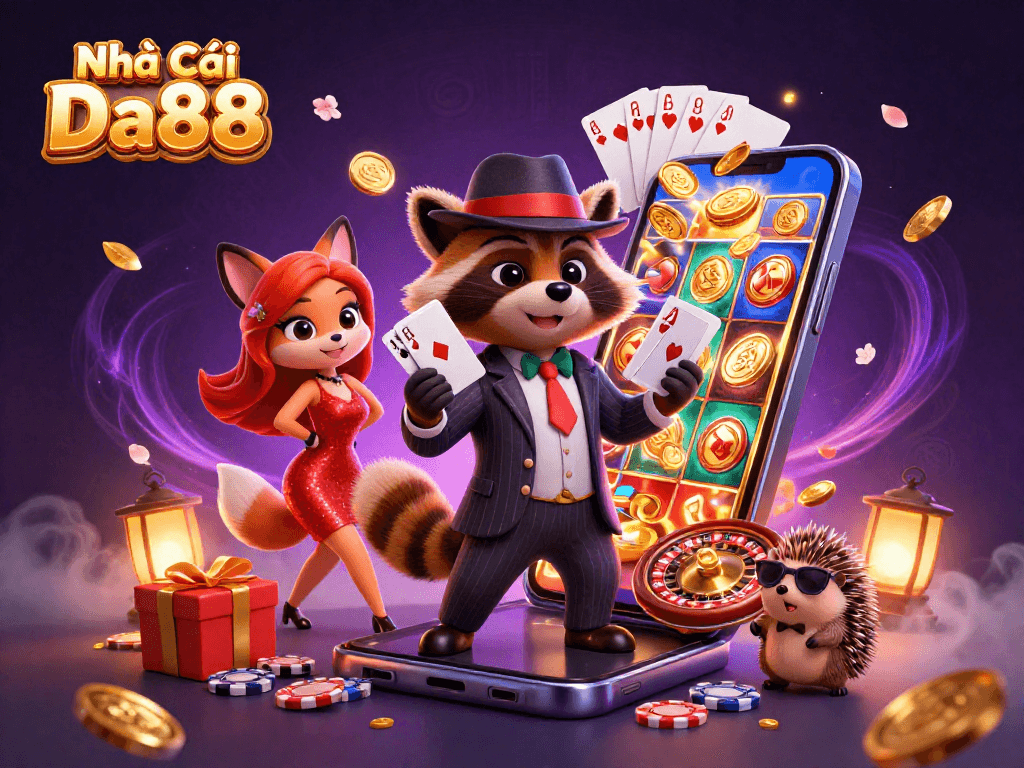Experience the thrill at Nhà Cái Da88 with our 3D characters showcasing dynamic casino action and vibrant gaming elements.