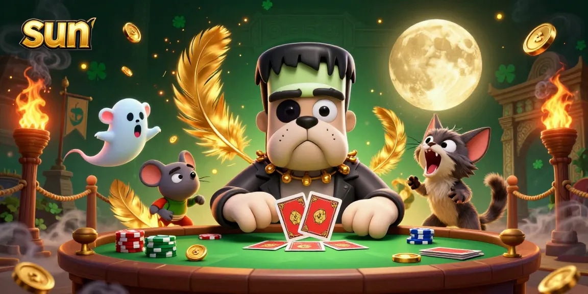 Experience sun-themed gaming strategies at a vibrant casino featuring a monster dealer.