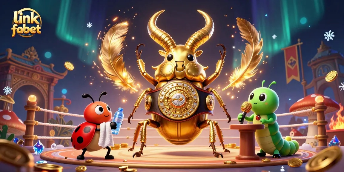 Experience excitement with link fabet as a golden giant beetle battles in a dynamic casino-themed arena.