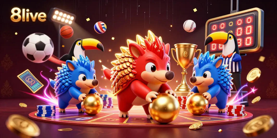 Experience the thrill of 8live as dynamic pangolins roll into golden balls amid gaming excitement.
