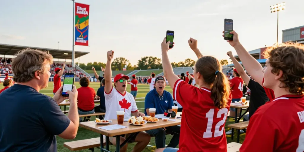 Enthusiastic fans enjoying the thrill of Streek Sportsbook Canada at a lively stadium.