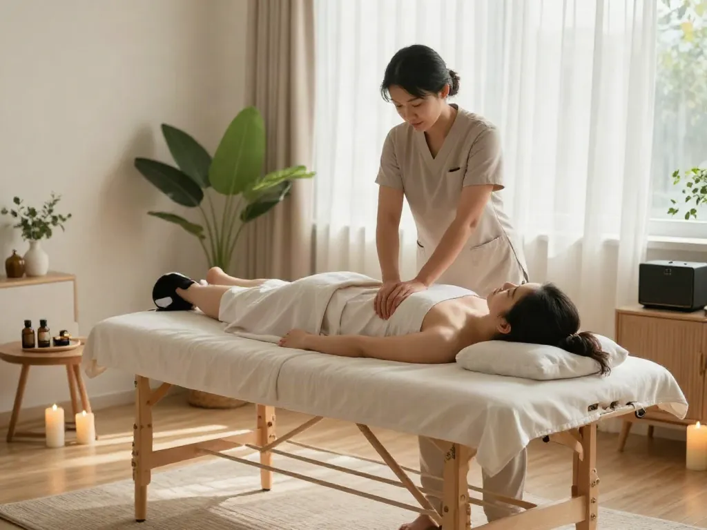 High-quality serene home 고양출장안마 massage scene for relaxation.
