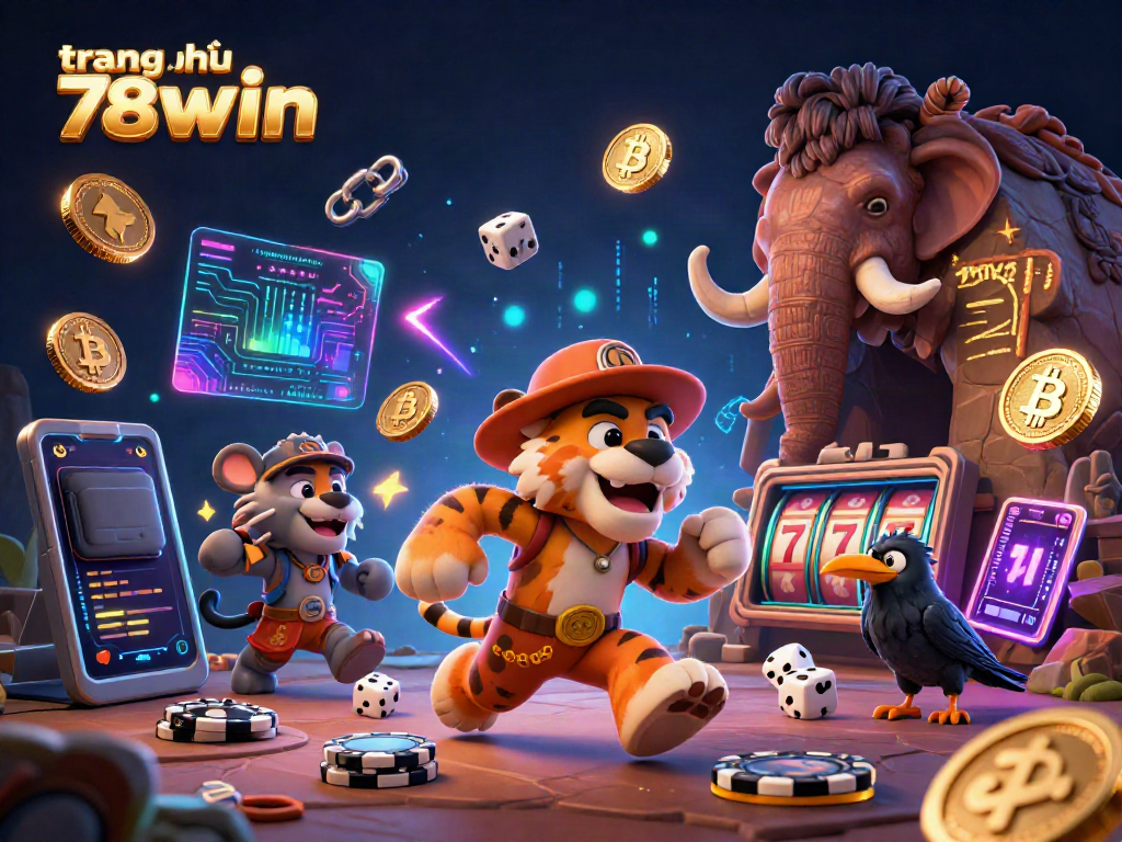 Experience the dynamic world of gaming at trang chủ 78win with caveman and tiger in a colorful casino.