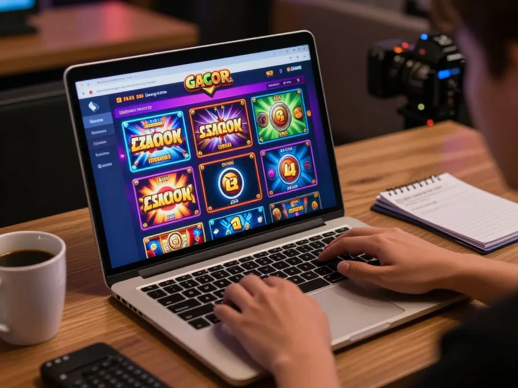 Engaging gameplay on slot gacor games displayed on an online casino interface, showcasing vibrant graphics.