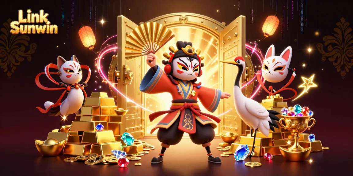 Join the excitement of Link Sunwin with vibrant characters and dazzling casino treasures.