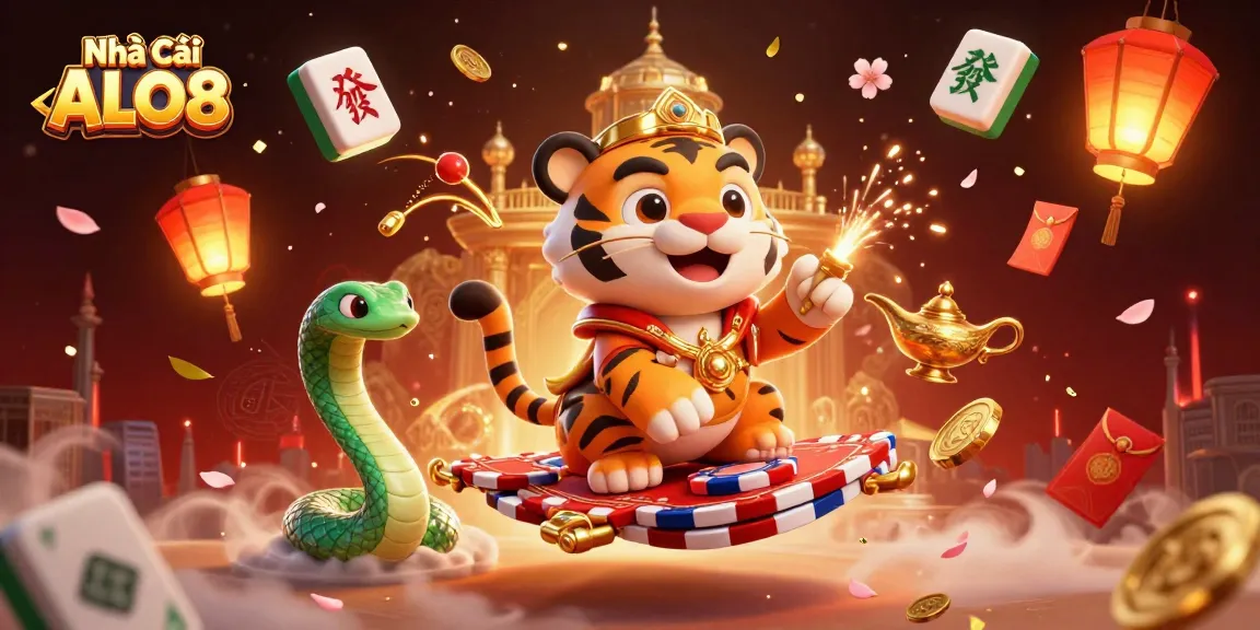 Engage in thrilling experiences at Nhà Cái ALO8 with vibrant illustrations capturing the essence of online gambling.