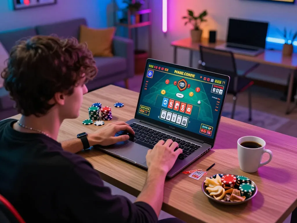 Player enjoying a session on lu88 with live dealer gameplay on a laptop, creating an engaging online casino experience
