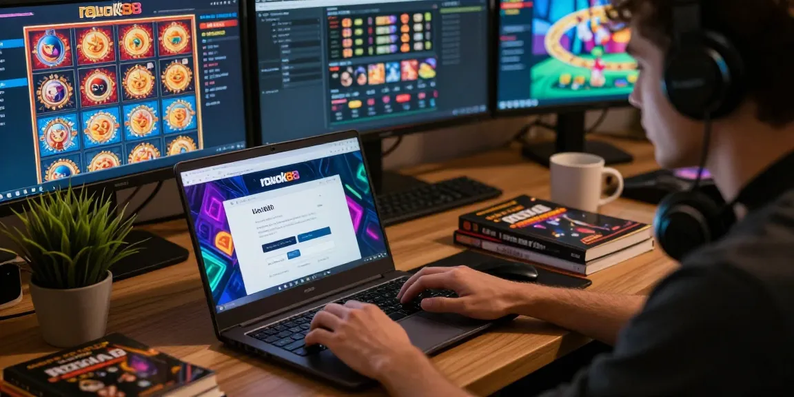 Accessing the rokok88 link login for online gaming in a cozy home setting with vibrant visuals on screen.