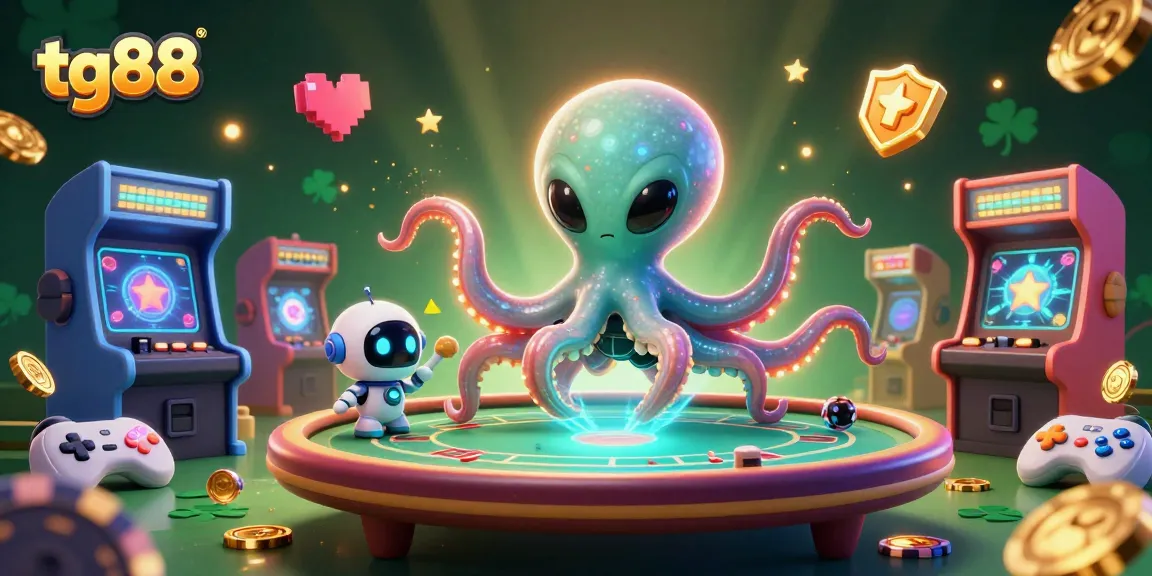 Engage in thrilling poker action with tg88, featuring a holographic table run by an alien octopus.