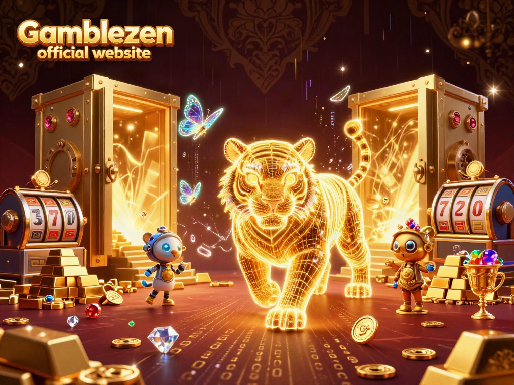Experience the thrilling excitement of the Gamblezen official website with a captivating digital casino scene.
