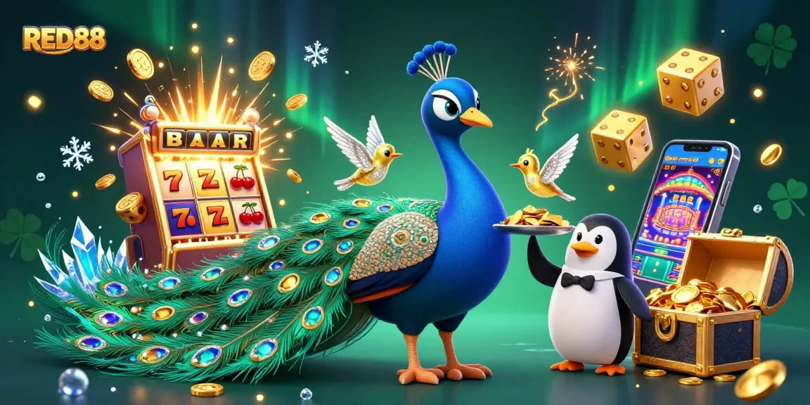 Experience thrilling gameplay at RED88, showcasing vibrant casino elements in a colorful 3D illustration.