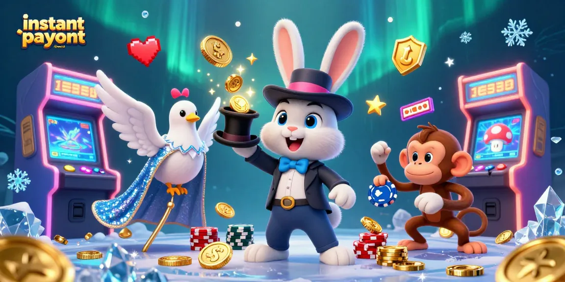 Engage with instant payout casinos through exciting casino-themed illustration featuring vibrant characters.