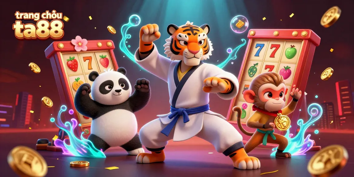 Engage with the vibrant scene of "trang chủ ta88" featuring kung fu characters and dynamic slots.