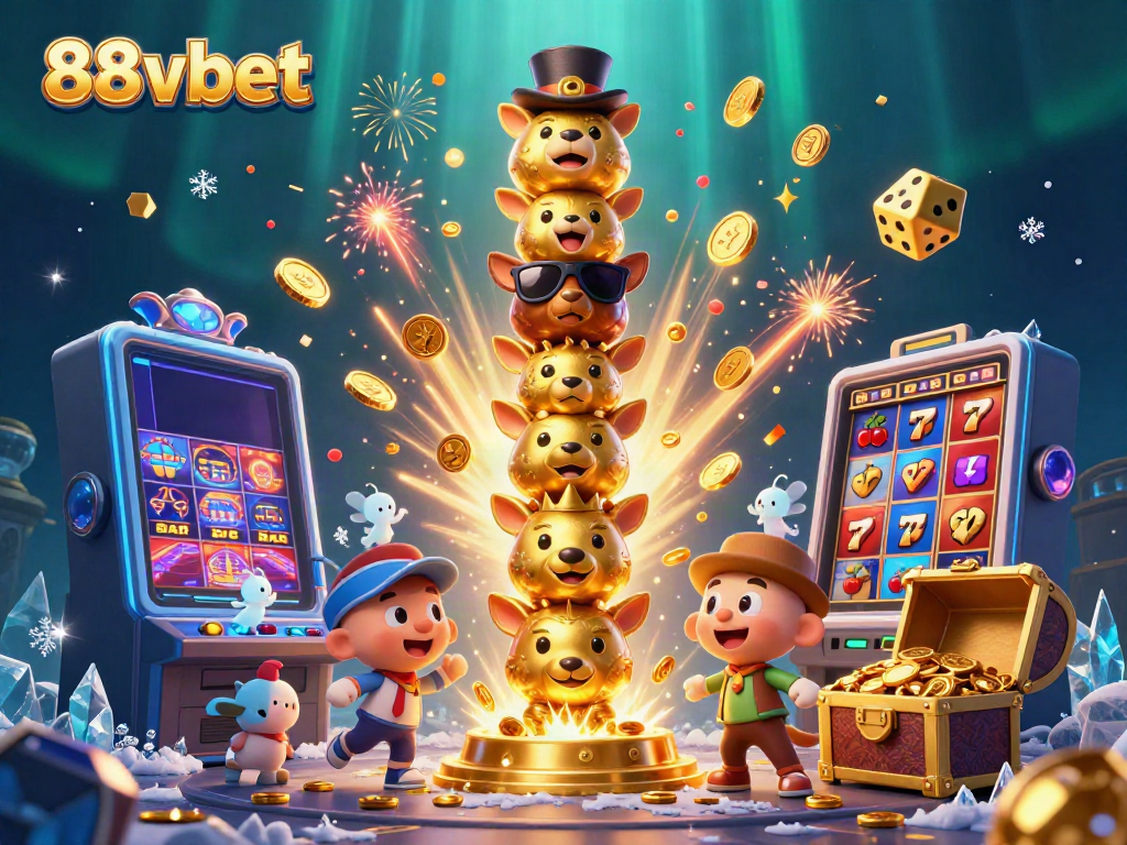 Experience the vibrant energy of 88vbet with a colorful 3D casino-themed illustration.