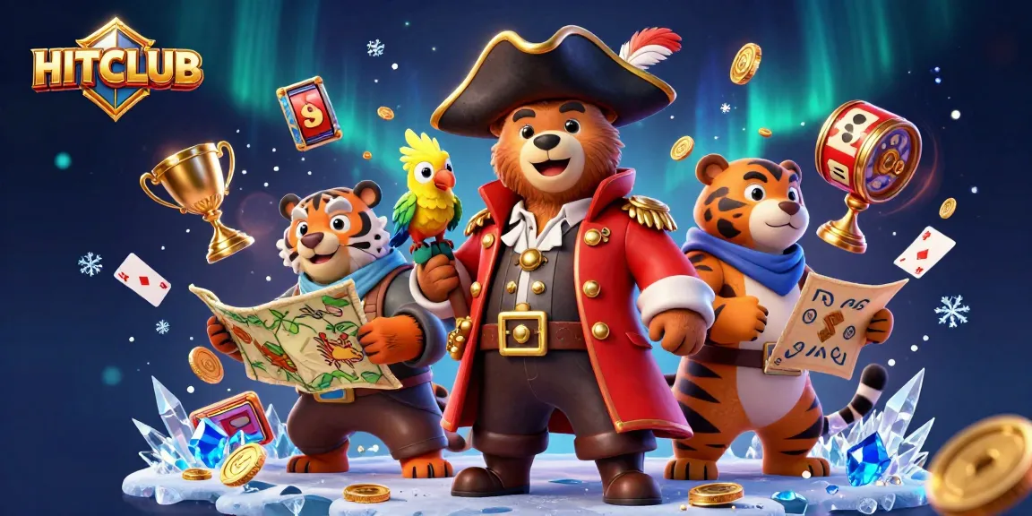 Engage in thrilling gameplay at HITCLUB with captivating slots and golden treasures in a vibrant casino scene.