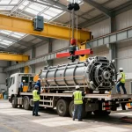 Machinery Movers executing a plant relocation in Toronto with cranes and industrial equipment.