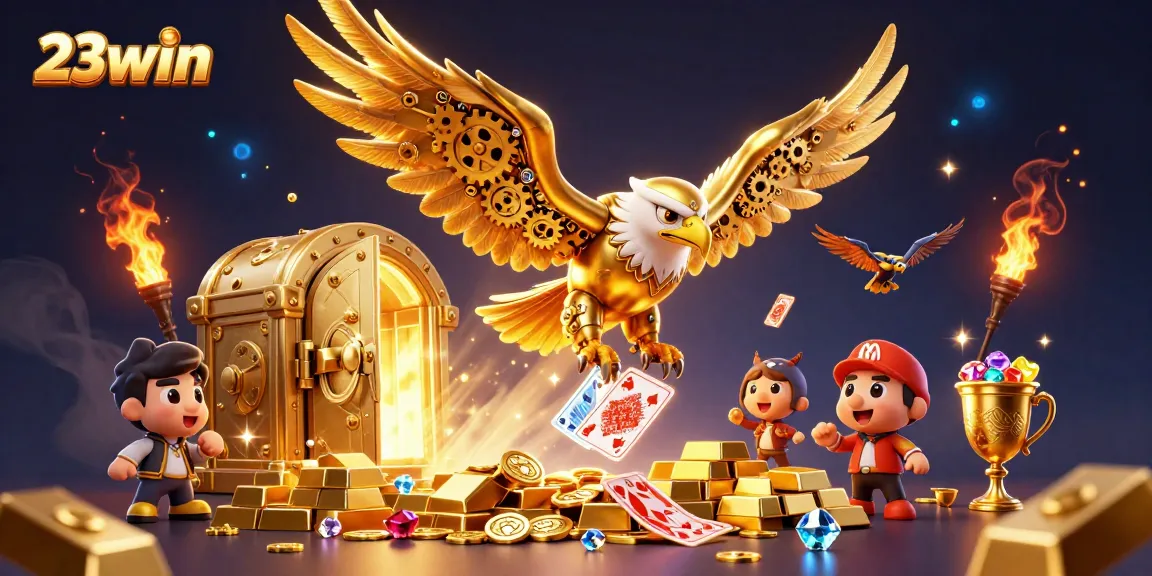 Experience thrilling gameplay at 23win with a vibrant visual of gaming elements and excitement.
