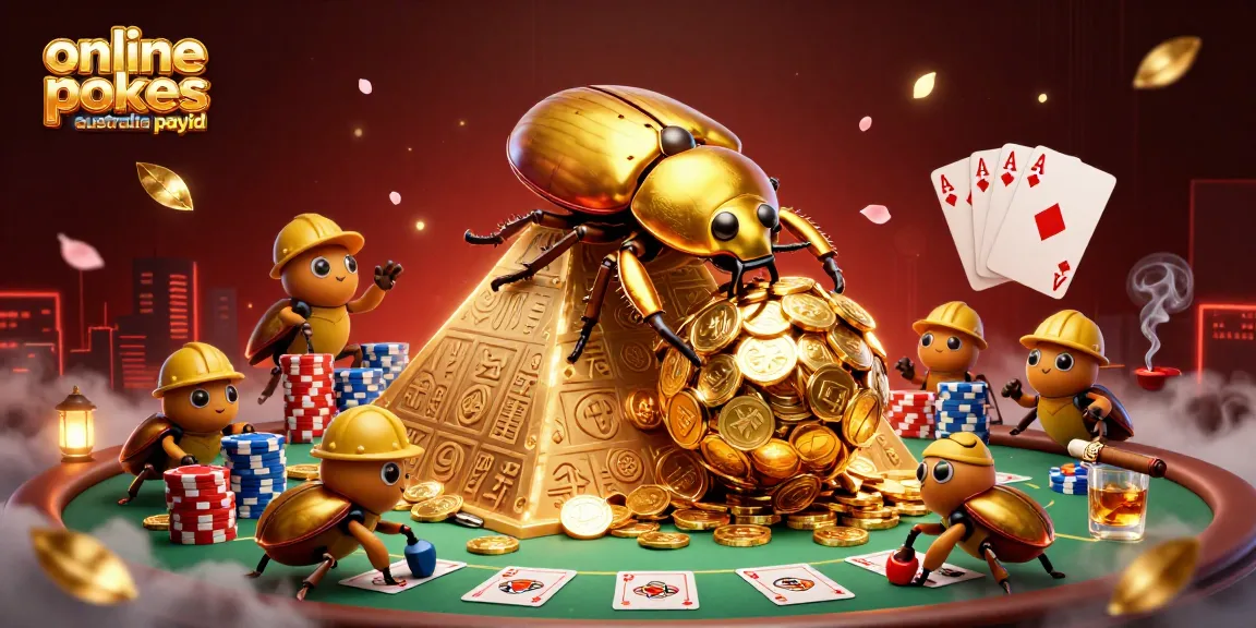 Engage with online pokies Australia PayID for thrilling gameplay in vibrant casino-themed illustration.