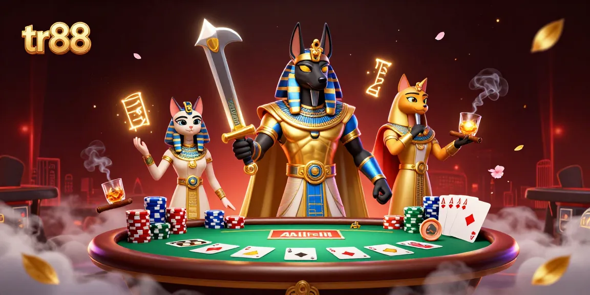 Experience the thrill of tr88 with a vibrant 3D casino illustration showcasing a thrilling poker scene.