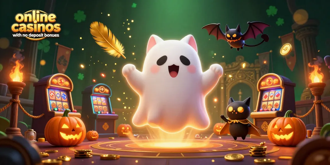 Engage with online casinos with no deposit bonuses featuring a ghost cat and stunning casino elements.