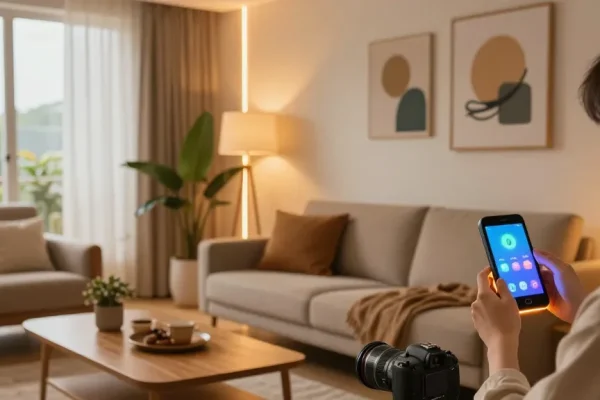 Instalare banda led în living, iluminat ambiental modern și confortabil.
